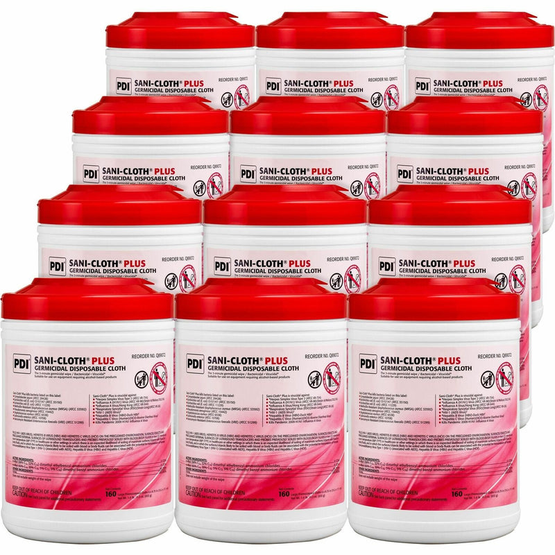 PDI Sani-Cloth Plus Germicidal Disposable Cloth - Wipe - 6" x 6.75", 160 / Canister - 12 / Carton - White (PDIQ89072CT) Case of 12