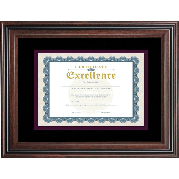Advantus Double Matted Certificate Frame - 11" x 14" Frame Size - Vertical, Horizontal - Double Mat, Dust Resistant, Debris Resistant - Rosewood (AVTVS4501B114) Each