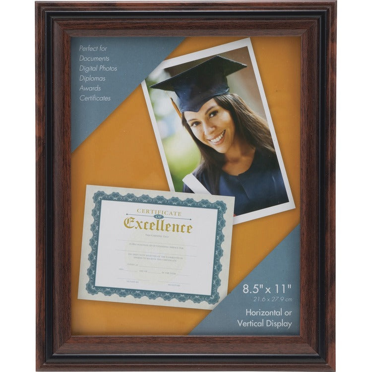 Advantus Plastic Certificate Frame, 8.5 x 11, Rosewood/Black (AVTVS4501B811) Each