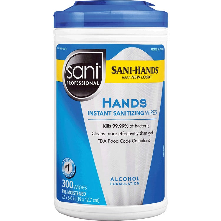 PDI Hands Instant Sanitizing Wipes - White - Moisturizing - For Hand, Food Service - 300 Per Canister (PDIP92084)