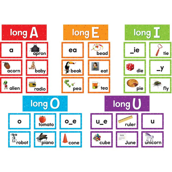 Teacher Created Resources Long Vowels Pocket Chart Cards - Skill Learning: Long Vowels - 205 Pieces (TCR20851) Each