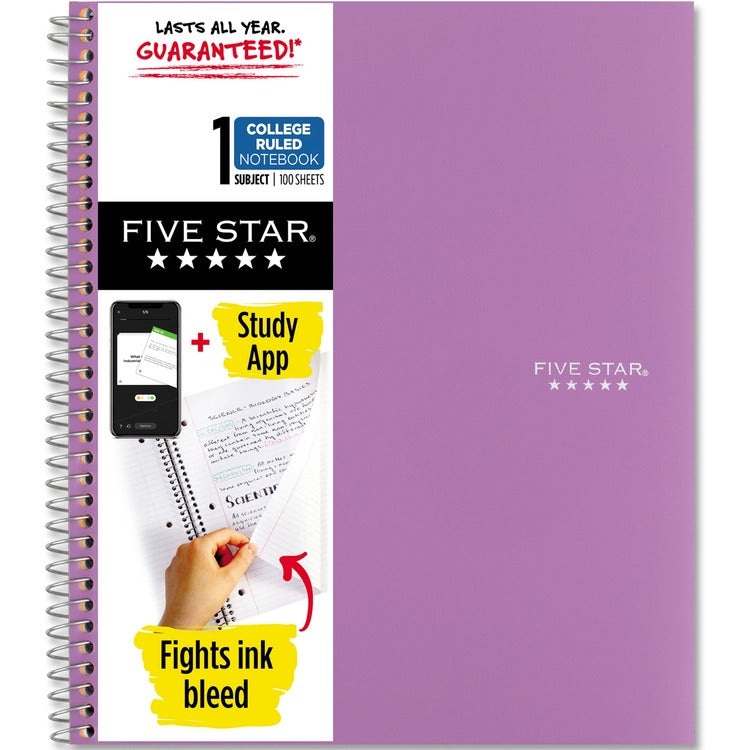 Five Star Wirebound Notebook - 1 Subject(s)100 Pages - Wire Bound - College Ruled - 8 1/2" x 11" - Purple Cover (MEA820002CF1) Each