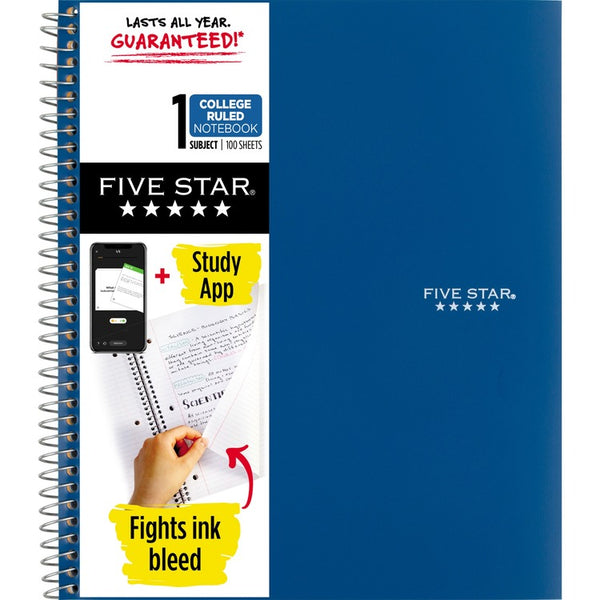 Five Star Wirebound Notebook - 1 Subject(s)100 Pages - Wire Bound - College Ruled - 8 1/2" x 11" - Blue Cover (MEA820002NH0) Each