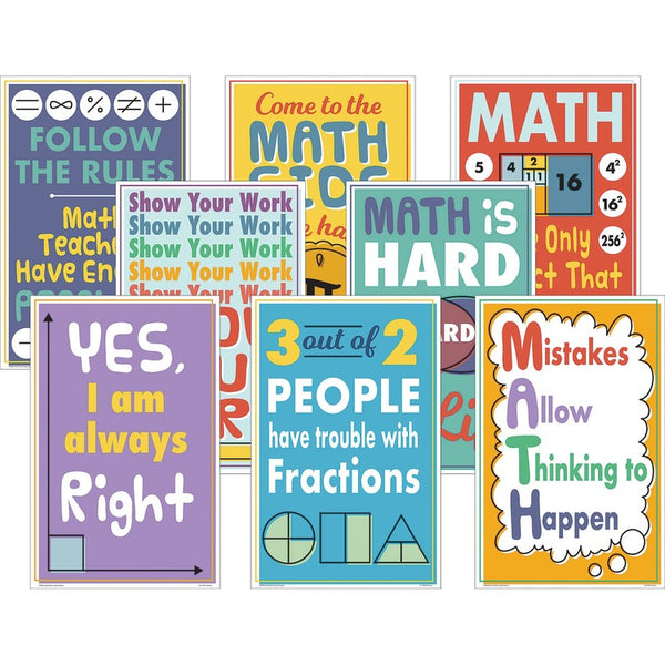 Teacher Created Resources Math Fun Posters - 11" x 17", - Multi (TCRP176) Pack of 8