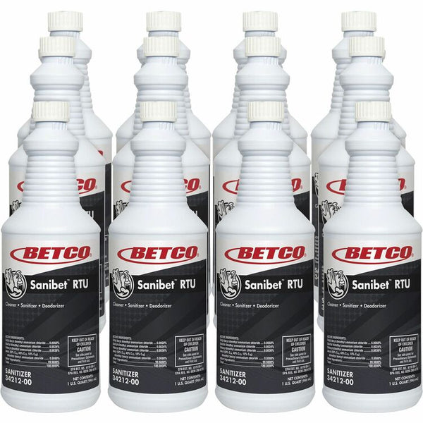 Betco Sanibet RTU Cleaner - Ready-To-Use Spray - 32 fl oz (1 quart) - 12 / Carton - Yellow (BET3421200CT) Case of 12