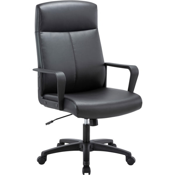 Lorell High-Back Bonded Leather Chair - Bonded Leather Seat - Bonded Leather Back - High Back - Black - Armrest (LLR41851)