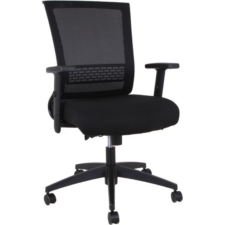 Lorell Mid-back Mesh Chair - Mid Back - 5-star Base - Black - Armrest (LLR42176)