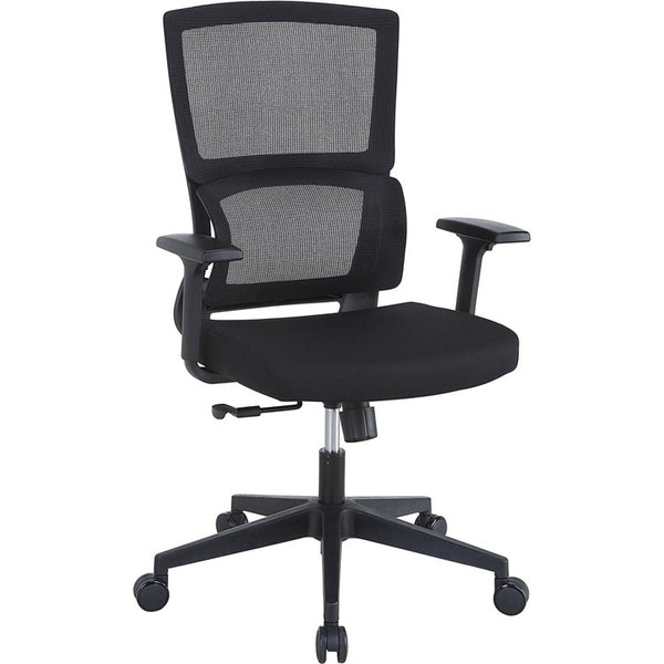 Lorell Mid-Back Mesh Chair - Fabric Seat - Mid Back - 5-star Base - Black - Armrest (LLR81988)