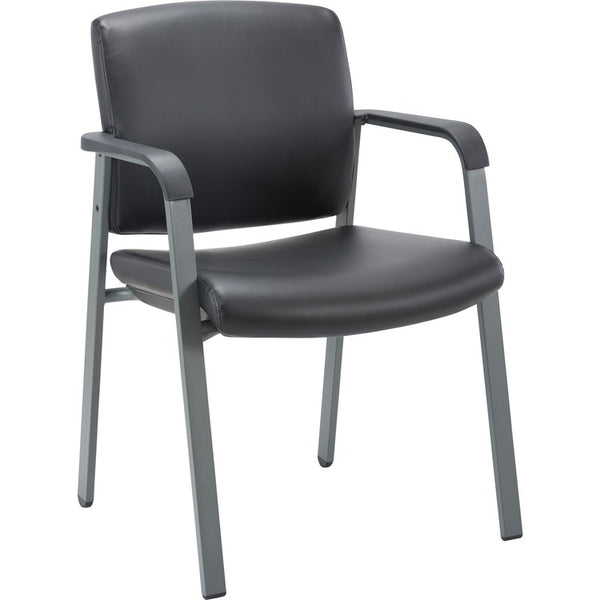 Lorell Healthcare Upholstery Guest Chair - Steel Frame - Square Base - Black - Vinyl - Armrest (LLR30950)