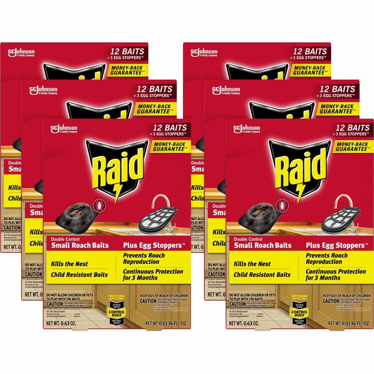 Raid Double Control Small Roach Baits - Cockroaches - Red - 6 / Carton (SJN334861CT)