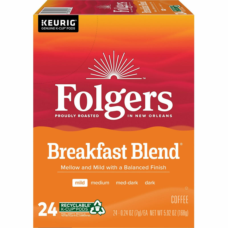 Folgers® K-Cup Breakfast Blend Coffee, Compatible with Keurig K-Cup Brewer, Mild, 24/Box (GMT3451) Box of 24