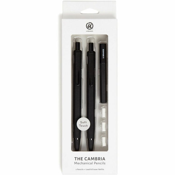 U Brands Cambria Mechanical Pencils - #2 Lead - Refillable - Matte Black Barrel - 1 Pack (UBR2410U0424) Pack of 2