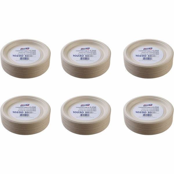 Genuine Joe Table Ware - Breakroom, Office - Disposable - White, Natural - Sugarcane Body - 10 / Carton (GJO10230CT) Case of 10