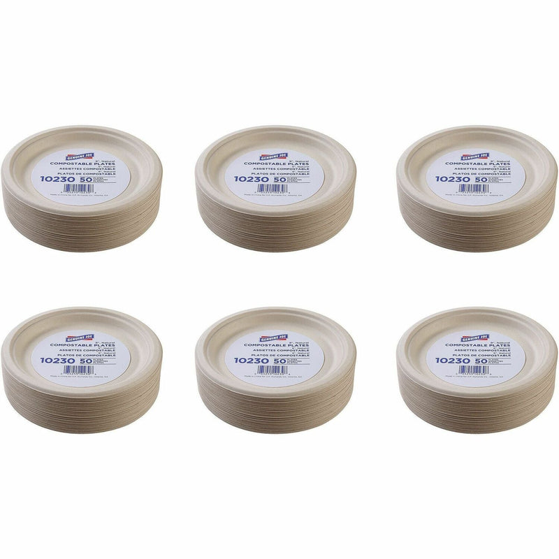Genuine Joe Table Ware - Breakroom, Office - Disposable - White, Natural - Sugarcane Body - 10 / Carton (GJO10230CT) Case of 10