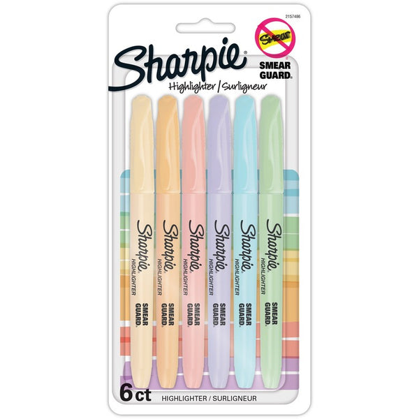 Sharpie Accent Highlighters w/Smear Guard - Chisel Marker Point Style - Assorted - 6 / Dozen (SAN2157486)