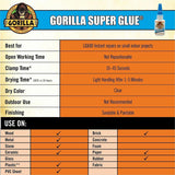 Gorilla Glue Super Glue 3g Tubes, 0.11 oz, Clear, 4/Pack (GOR105800) Pack of 4