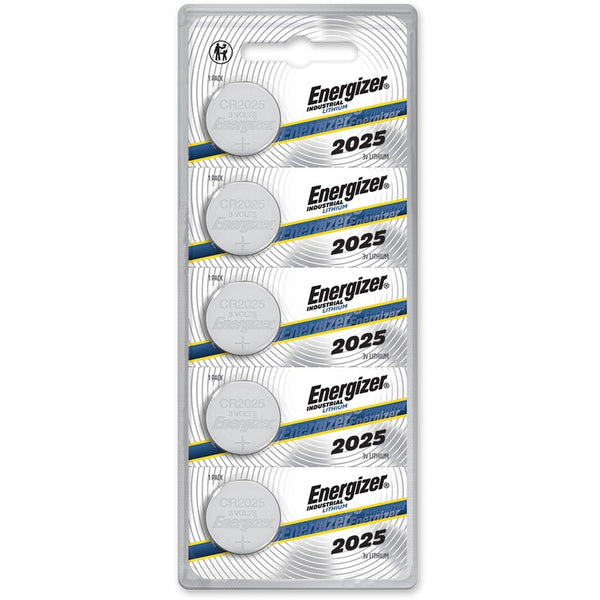 Energizer Industrial 2025 Lithium Batteries - CR2025 - 170 mAh - 3 V - 5 / Pack (EVEECRN2025) Pack of 5