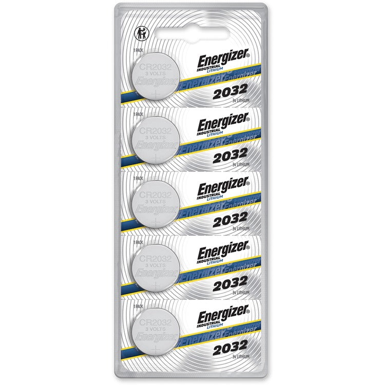 Energizer Industrial 2032 Lithium Batteries - CR2032 - 254 mAh - 3 V - 5 / Pack (EVEECRN2032)