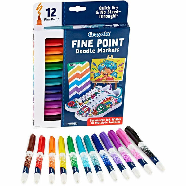 Crayola Doodle Markers - Fine Marker Point - Multicolor - 12 / Pack (CYO588312)