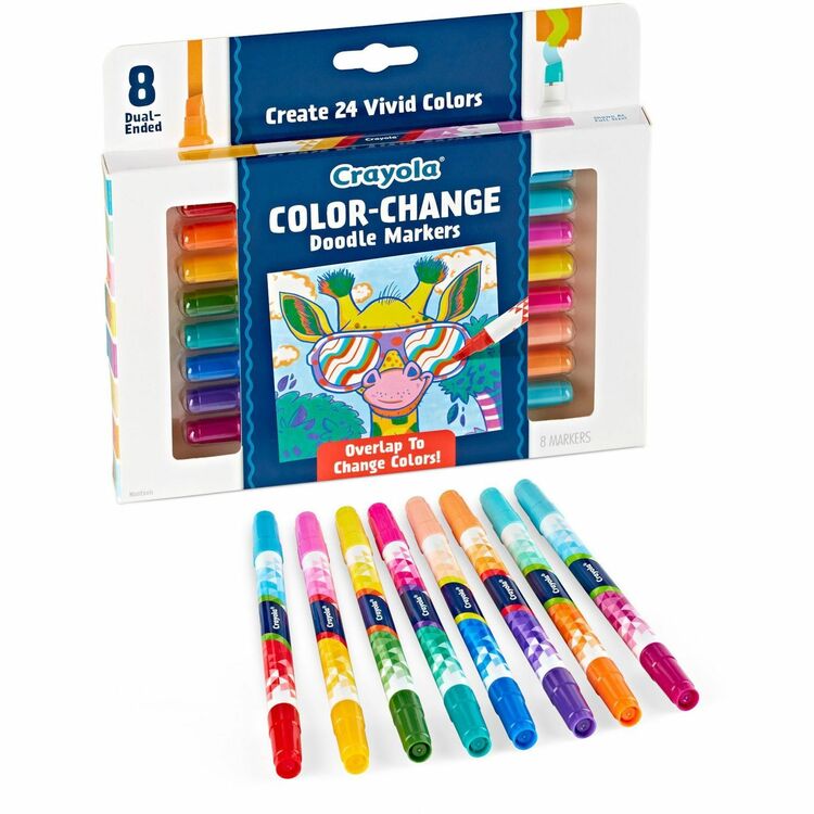 Crayola Color Change Doodle Markers - Chisel Marker Point Style - Multicolor - 8 / Pack (CYO588315)