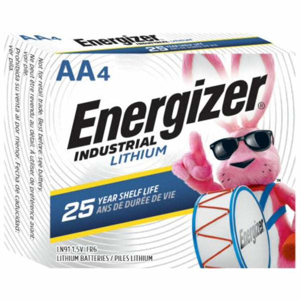 Energizer Industrial AA Lithium Batteries - 3000 mAh - 1.50 V - 4 / Pack (EVELN91) Pack of 4