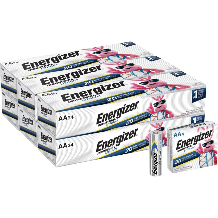 Energizer Industrial AA Lithium Batteries - For Construction, Facility Maintenance, Medical Center, Office, Classroom - AA (EVELN91CT) Case of 6