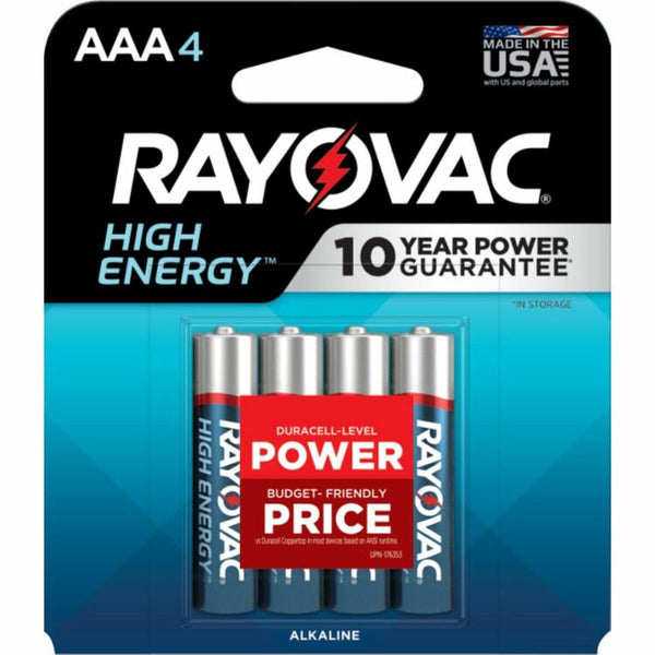 Rayovac High Energy Premium Alkaline AAA Batteries, 4/Pack (RAY8244T) Pack of 4