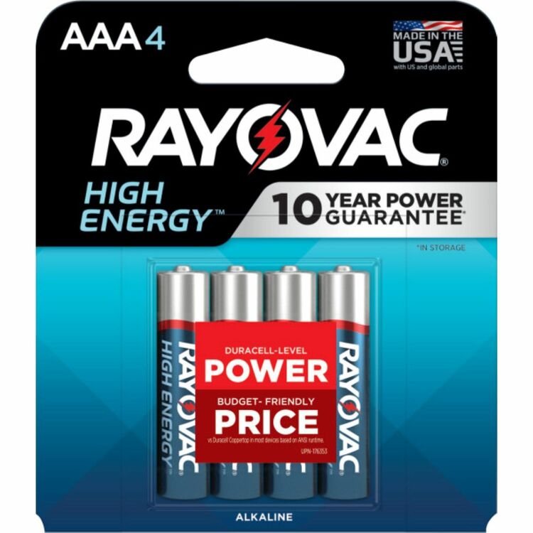 Rayovac High Energy Premium Alkaline AAA Batteries, 4/Pack (RAY8244T) Pack of 4