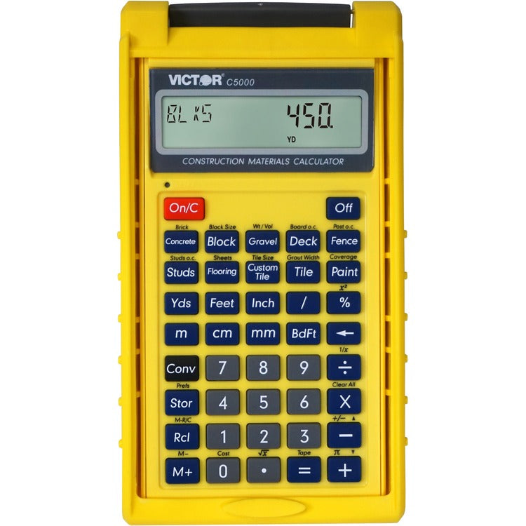 Victor C5000 Materials Estimator Calculator - LCD - Battery Powered - 2 - LR44 - Yellow (VCTC5000)