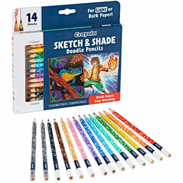 Crayola Sketch & Shade Doodle Pencils - 2H, HB Lead - Graphite Lead - Multicolor Barrel - 14 / Pack (CYO682116) Pack of 14