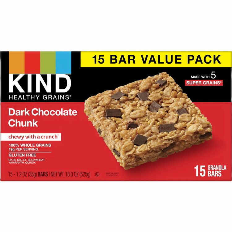 KIND Healthy Grains Bars - Dark Chocolate, Vanilla - 15 / Box (KND25283)