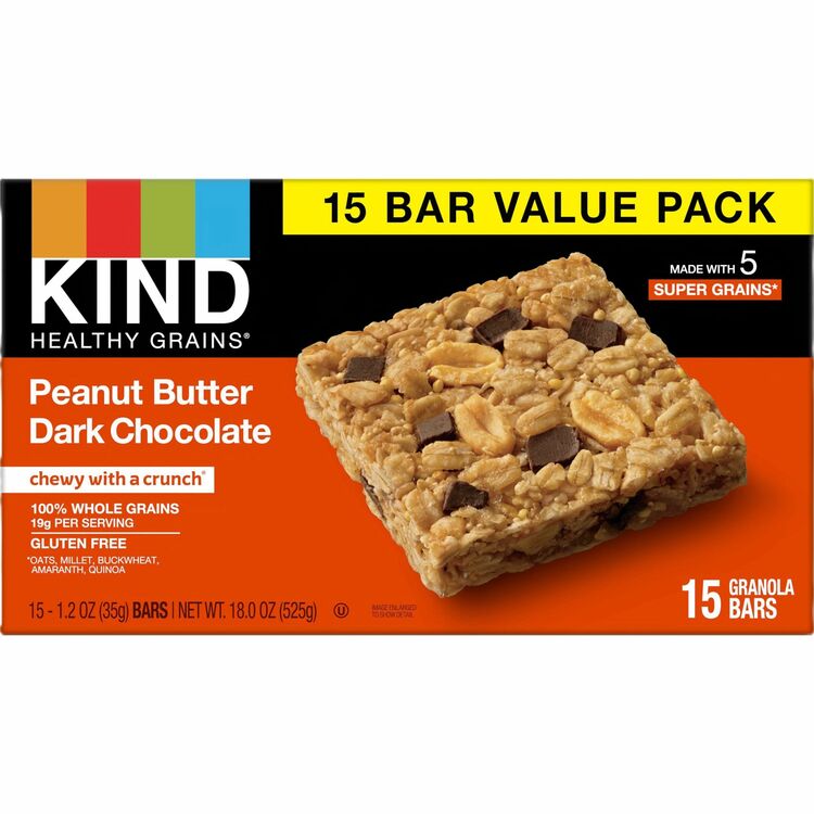 KIND Healthy Grains Bars - Peanut Butter Dark Chocolate - 15 / Box (KND25284)