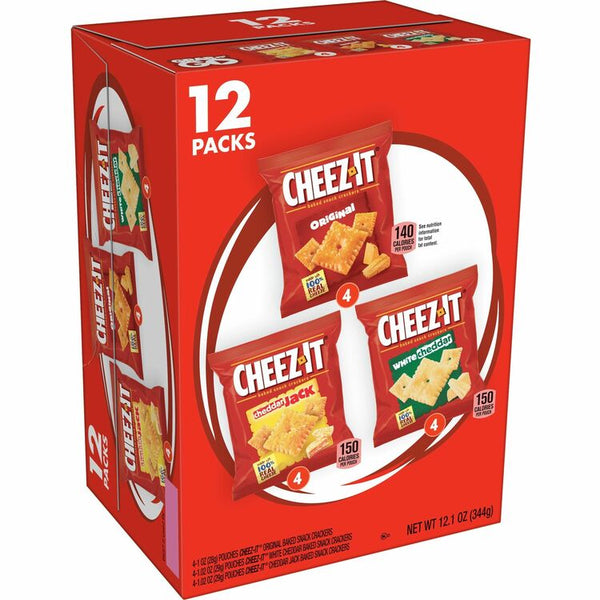 Cheez-It Cheez-It Variety Pack - Individually Wrapped - Original, White Cheddar, Cheddar Jack Cheese - 12 / Box (KEB94027) Box of 12