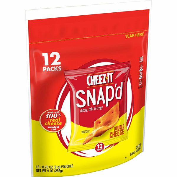 Cheez-It Snap'd Double Cheese Crackers - Cheese - 0.75 oz - 12 / Box (KEB11924) Box of 12