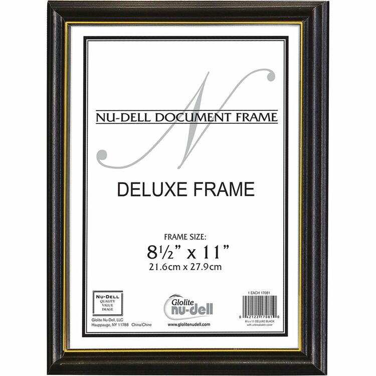 nudell Deluxe Wood Document Frame, Plastic Face, 8-1/2 x 11, Black (NUD17081)