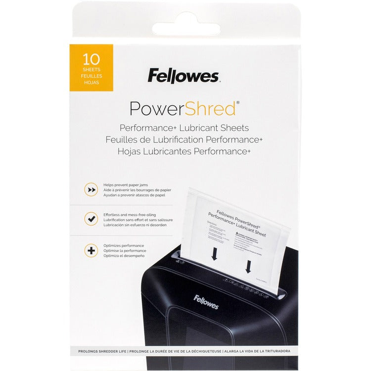 Fellowes Powershred Performance+ Lubricant Sheets, 8.5 x 6, 10/Pack (FEL4015501)