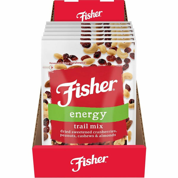 Fisher Energy Trail Mix - Resealable Bag - Dried Cranberries, Peanut, Cashew, Almond - 6 / Carton (JBSP27070)