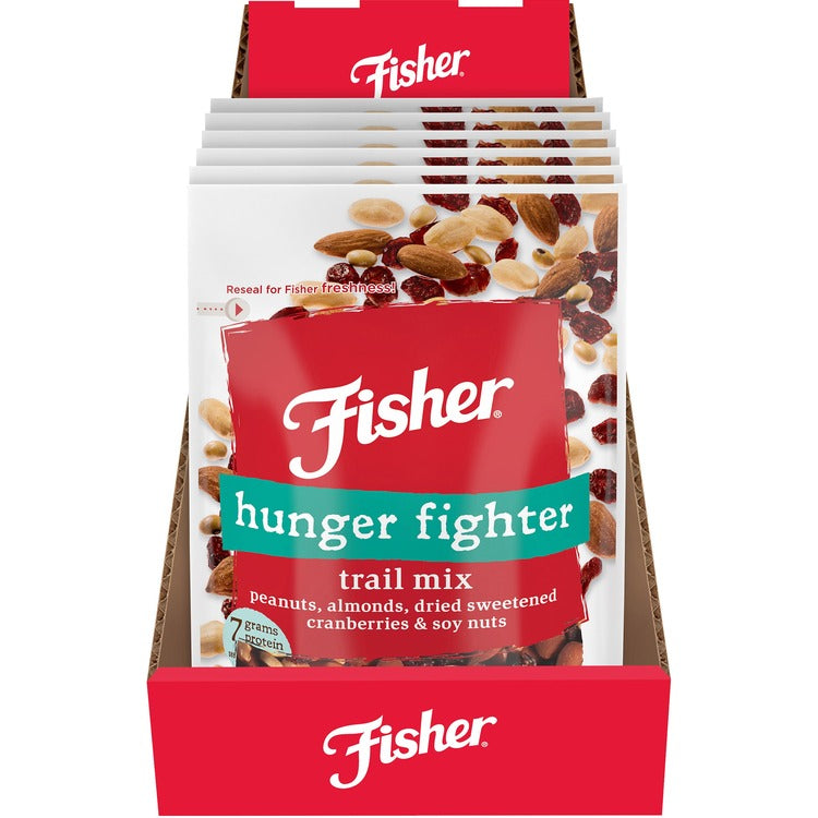 Fisher Hunger Fighter Trail Mix - Resealable Bag - Peanut, Almond, Dried Cranberries - 6 / Carton (JBSP27183)