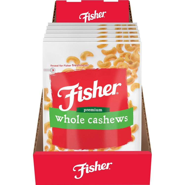 Fisher Premium Whole Cashews - No Artificial Color, No Artificial Flavor - Sea Salt - 6 / Carton (JBSP27299) Case of 6
