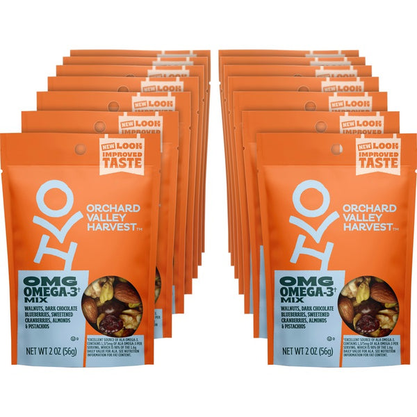 Orchard Valley Harvest OMG Omega-3 Mix - Walnut, Dried Cranberries, Pistachio, Almond - 14 / Carton (JBSV14046) Case of 14