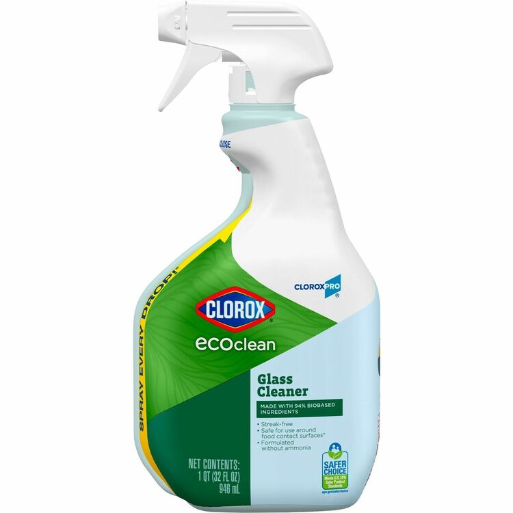 CloroxPro&trade; EcoClean Glass Cleaner Spray - Spray - 32 fl oz (1 quart)  - Green, Blue (CLO60277)