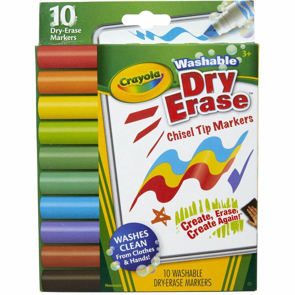 Crayola Washable Dura-Wedge Tip Dry-Erase Markers - 1 Pack (CYO587733) Pack of 10