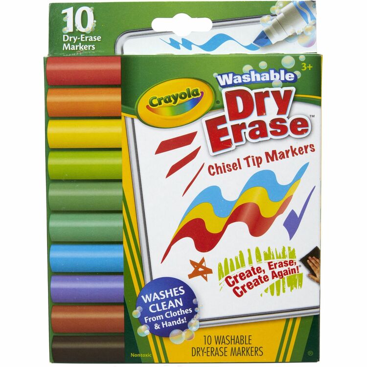Crayola Washable Dura-Wedge Tip Dry-Erase Markers - 1 Pack (CYO587733) Pack of 10