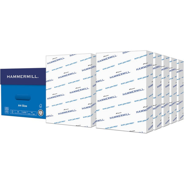 Hammermill Copy Plus Paper, White, A4, 8 17/64" x 11 11/16", 20 lb Basis Weight, 10/Carton, FSC, Jam-free, Acid-free (HAM105500CT)