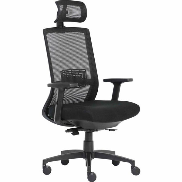 Lorell Mesh Task Chair - Fabric, Memory Foam Seat - Black - Armrest (LLR03209)