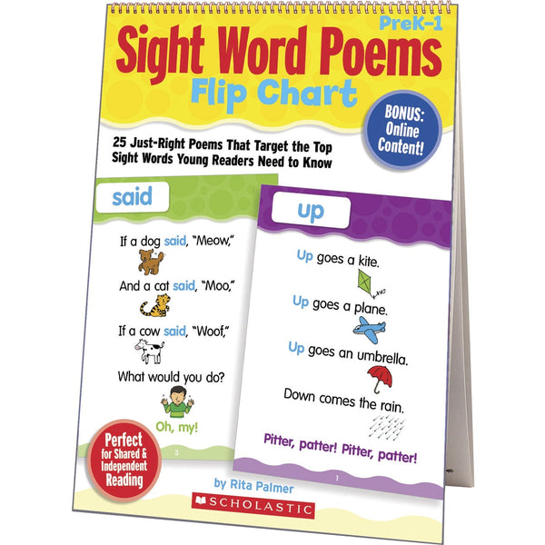 Scholastic Sight Word Poems Flip Chart - Theme/Subject: Fun - Skill Learning: Sight Words, Poetry, Word Recognition, Rhyming, Automaticity (SHS0545115949) Each