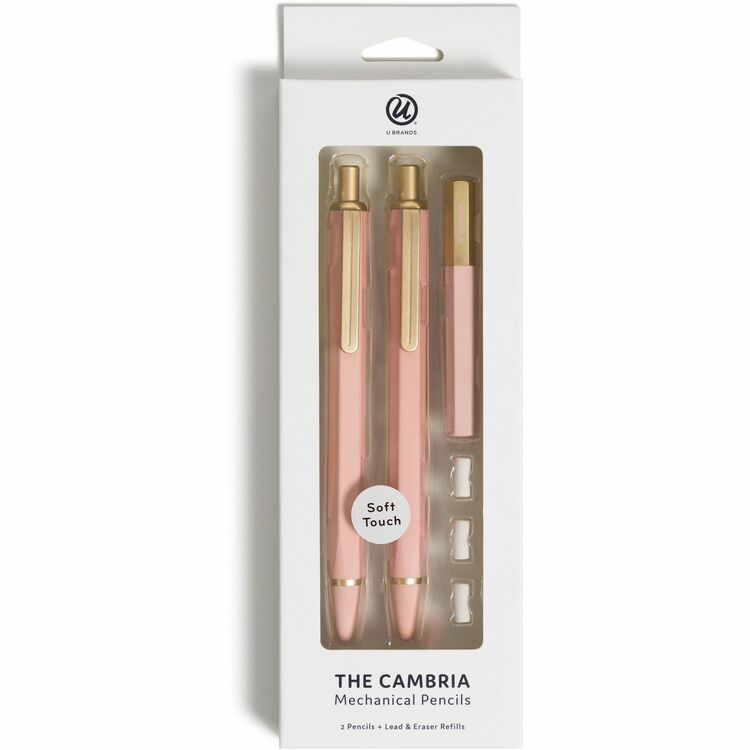 U Brands Cambria Mechanical Pencils - #2 Lead - Refillable - Matte Blush Barrel - 1 Pack (UBR2412U0424)