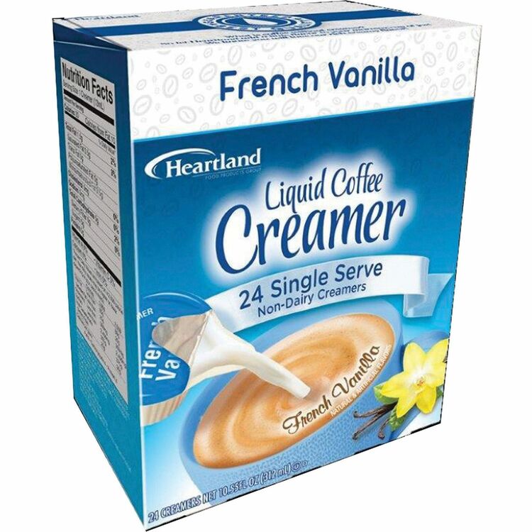 Heartland Liquid Creamer, French Vanilla Flavor, 0.37 fl oz (11 mL), 24/Box (SNHFLB157B0)