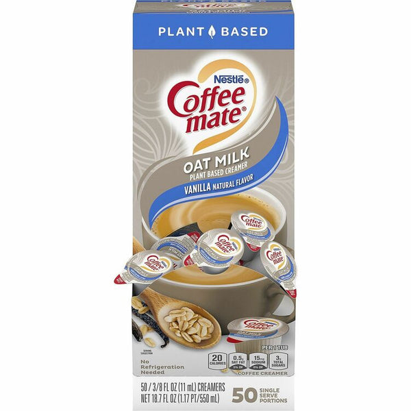 Coffee mate Oat Milk Vanilla Liquid Creamer Singles - 0.38 fl oz (11 mL) - 50/BoxTub (NES19891) Box of 50