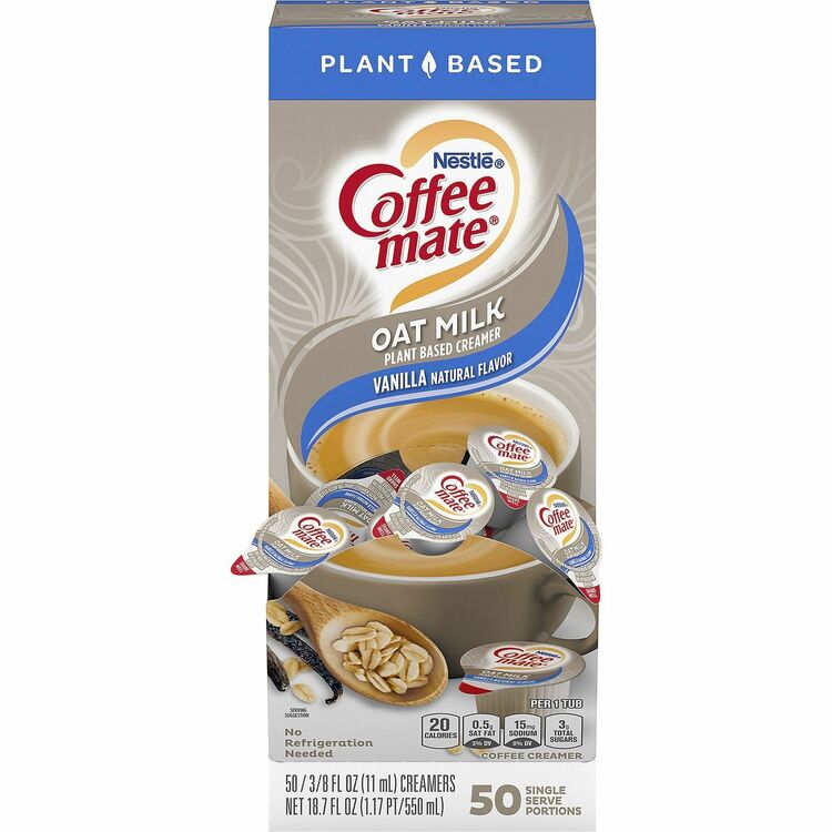 Coffee mate Oat Milk Vanilla Liquid Creamer Singles - 0.38 fl oz (11 mL) - 50/BoxTub (NES19891) Box of 50
